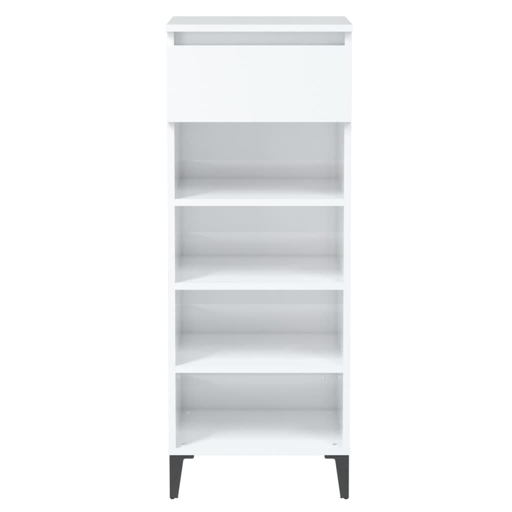 Scarpiera Bianco Lucido 40x36x105 cm in Legno Multistrato - homemem39