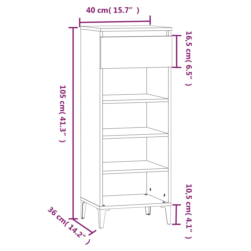 Scarpiera Rovere Sonoma 40x36x105 cm in Legno Multistrato - homemem39