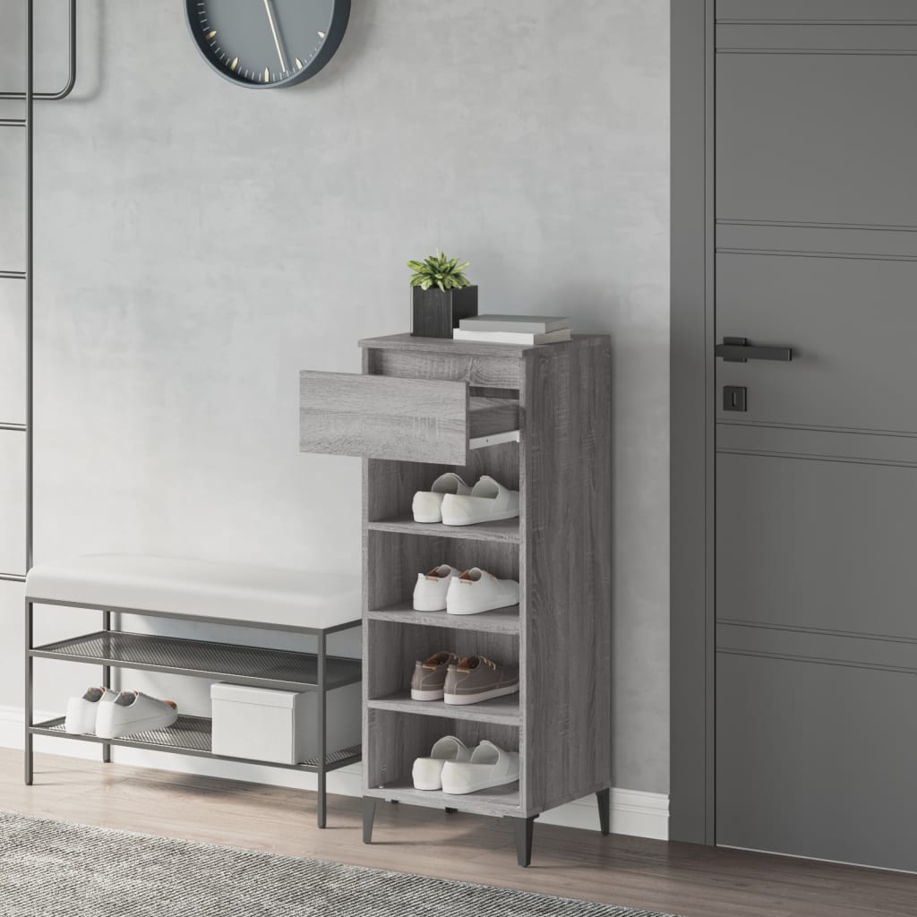 Scarpiera Grigio Sonoma 40x36x105 cm in Legno Multistrato - homemem39