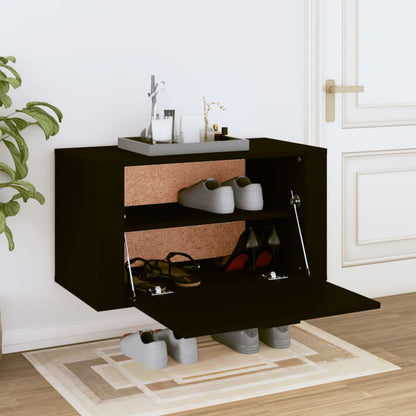 Scarpiera a Parete nero 70x35x38 cm Legno Multistrato - homemem39