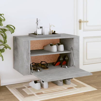 Scarpiera a Parete Grigio Cemento 70x35x38 cm Legno Multistrato - homemem39