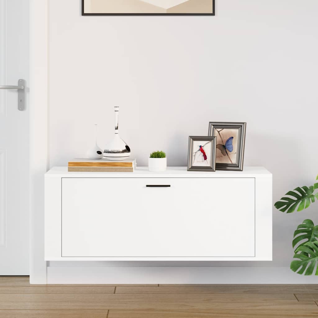 Scarpiera a Muro Bianca 100x35x38 cm in Legno Multistrato - homemem39