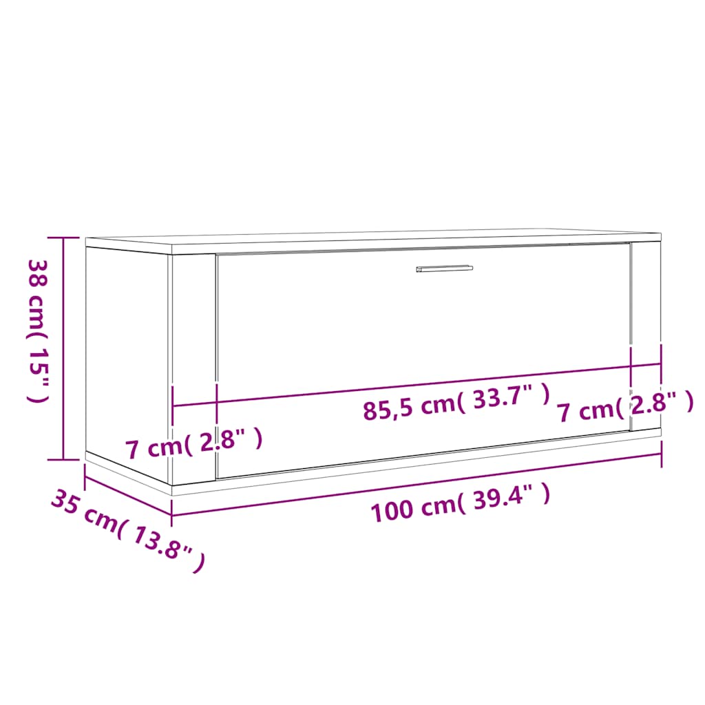 Scarpiera a Muro Bianca 100x35x38 cm in Legno Multistrato - homemem39