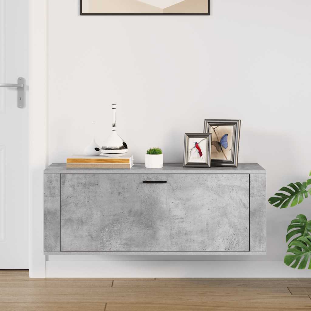 Scarpiera a Muro Grigio Cemento100x35x38cm in Legno Multistrato - homemem39