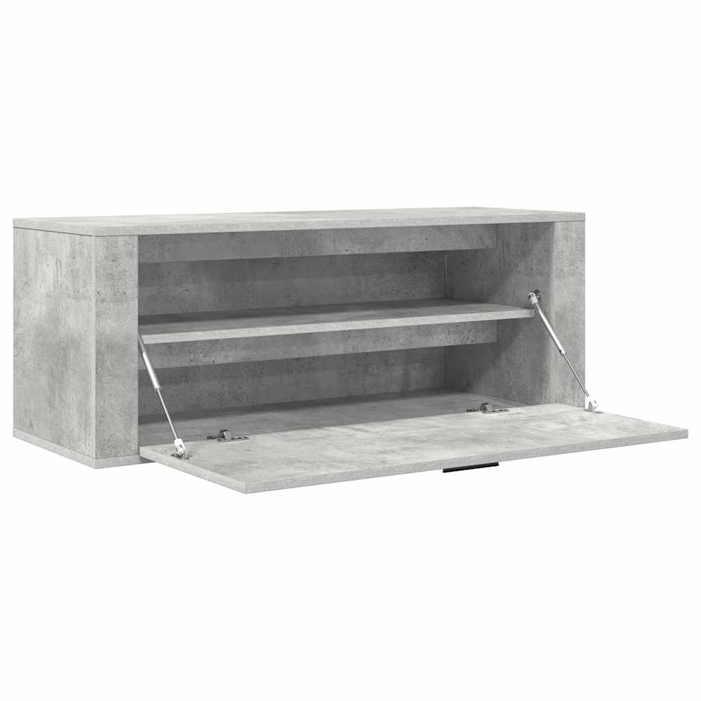 Scarpiera a Muro Grigio Cemento100x35x38cm in Legno Multistrato - homemem39