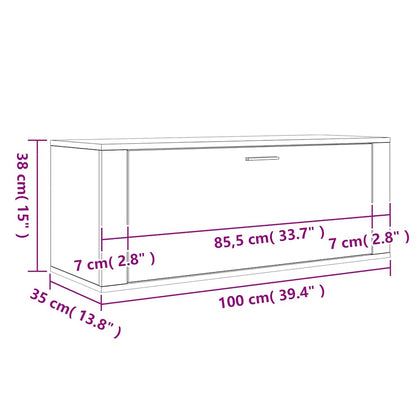 Scarpiera a Muro Grigio Cemento100x35x38cm in Legno Multistrato - homemem39