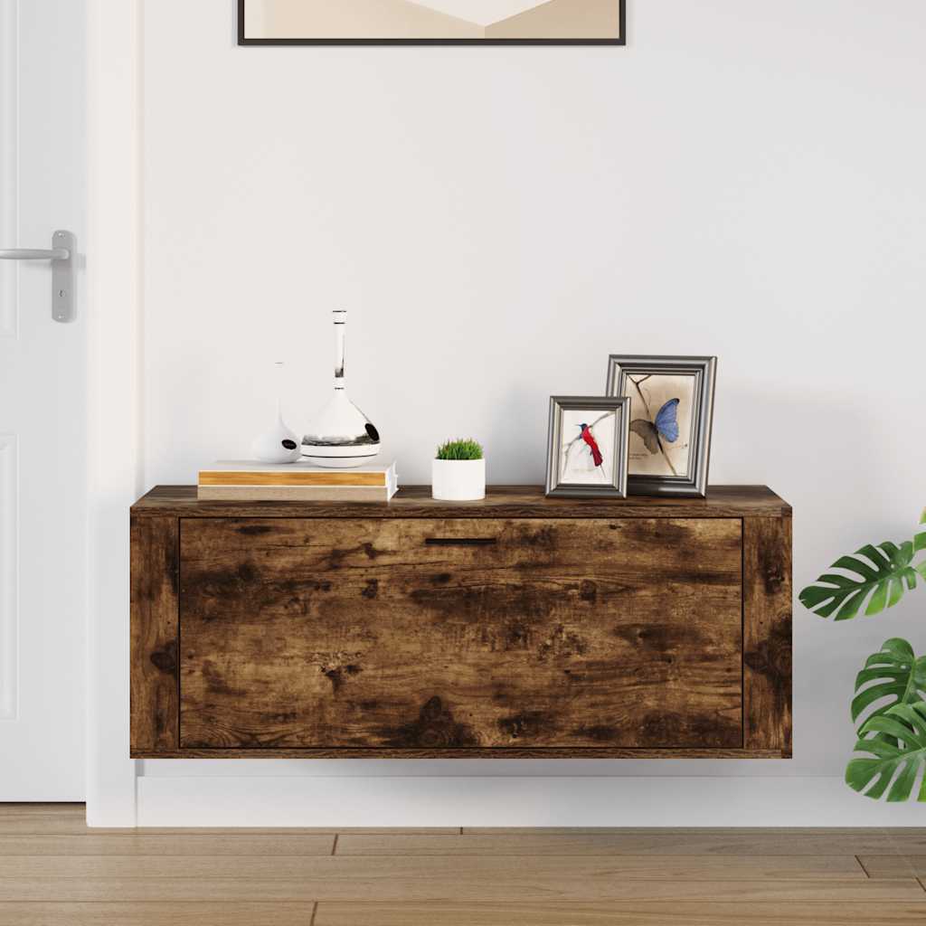 Scarpiera a Muro rovere fumo 100x35x38cm in Legno Multistrato - homemem39