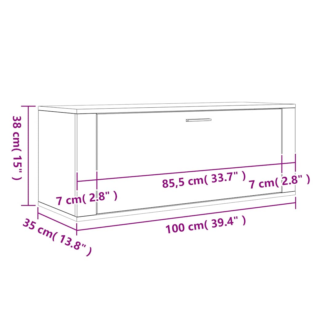 Scarpiera a Muro rovere fumo 100x35x38cm in Legno Multistrato - homemem39