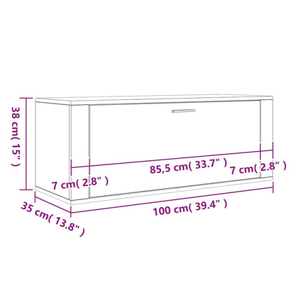 Scarpiera a Muro rovere fumo 100x35x38cm in Legno Multistrato - homemem39