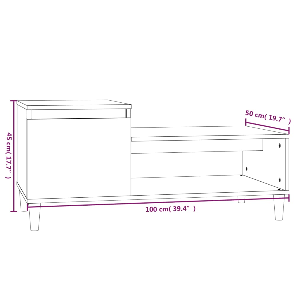 Tavolino da Salotto Nero 100x50x45 cm in Legno Multistrato | homemem39
