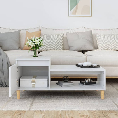 Tavolino da Salotto Bianco Lucido 100x50x45cm Legno Multistrato | homemem39