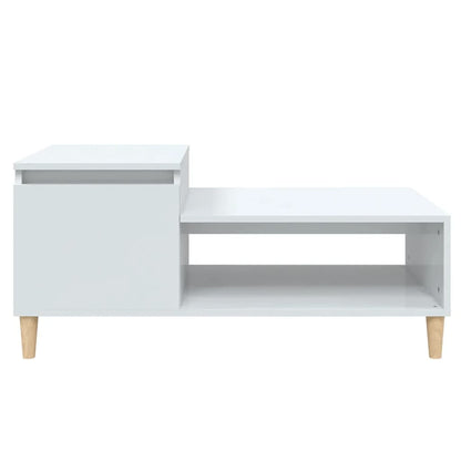 Tavolino da Salotto Bianco Lucido 100x50x45cm Legno Multistrato | homemem39