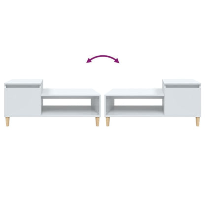 Tavolino da Salotto Bianco Lucido 100x50x45cm Legno Multistrato | homemem39
