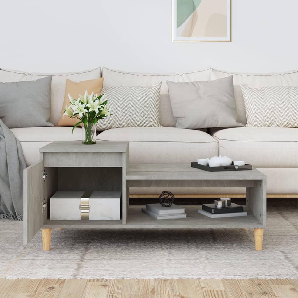Tavolino Salotto Grigio Cemento 100x50x45 cm Legno Multistrato | homemem39
