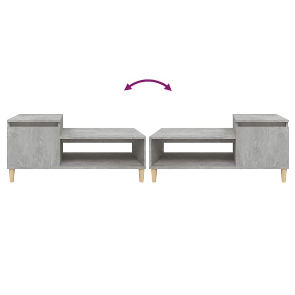 Tavolino Salotto Grigio Cemento 100x50x45 cm Legno Multistrato