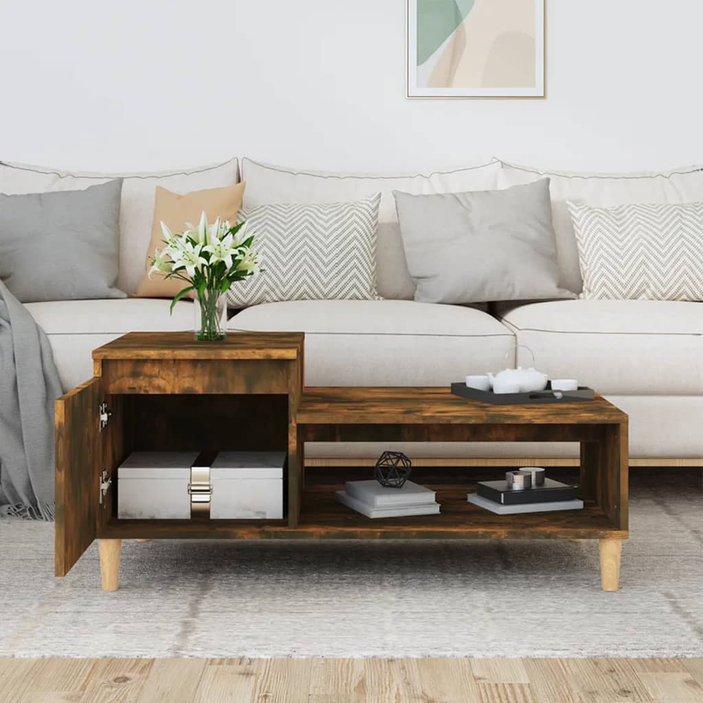 Tavolino da Salotto Rovere Fumo 100x50x45 cm Legno Multistrato | homemem39