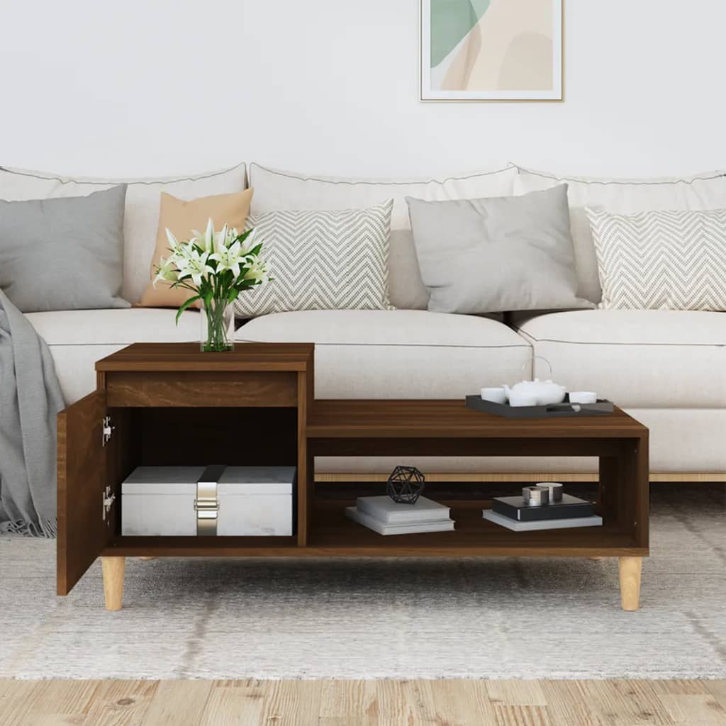 Tavolino da Salotto Rovere Marrone100x50x45cm Legno Multistrato | homemem39