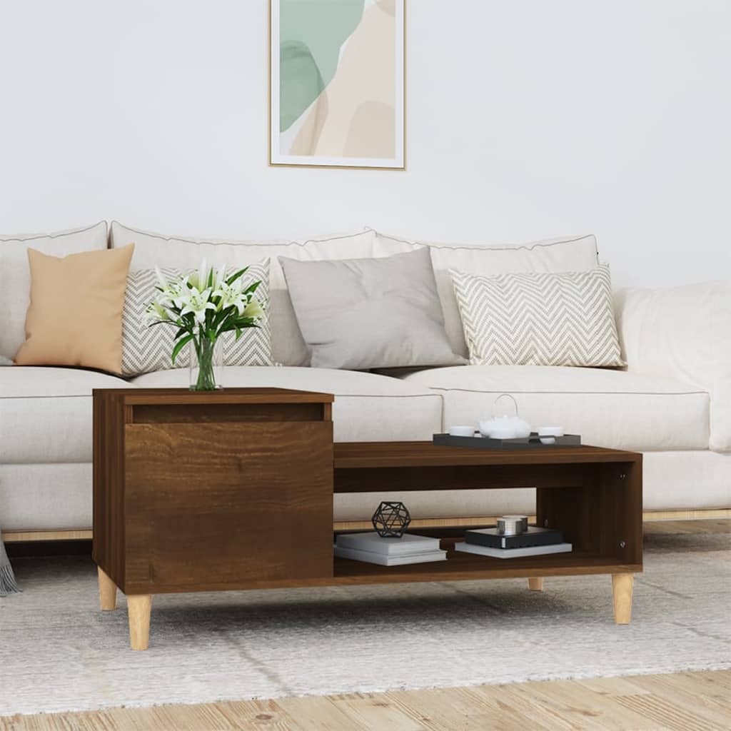 Tavolino da Salotto Rovere Marrone100x50x45cm Legno Multistrato | homemem39