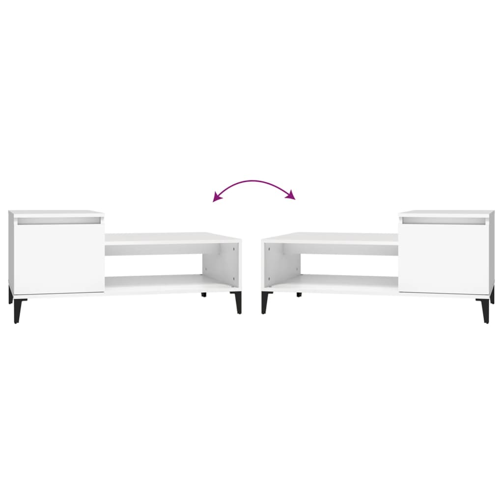 Tavolino da Salotto Bianco 100x50x45 cm in Legno Multistrato | homemem39