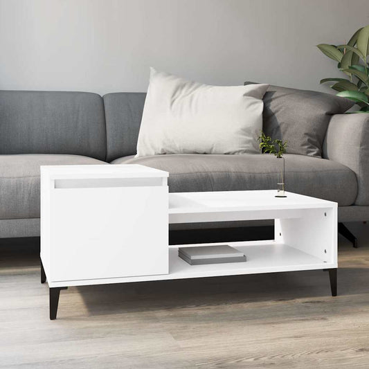 Tavolino da Salotto Bianco 100x50x45 cm in Legno Multistrato | homemem39