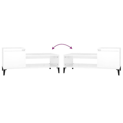 Tavolino da Salotto Bianco Lucido 100x50x45cm Legno Multistrato