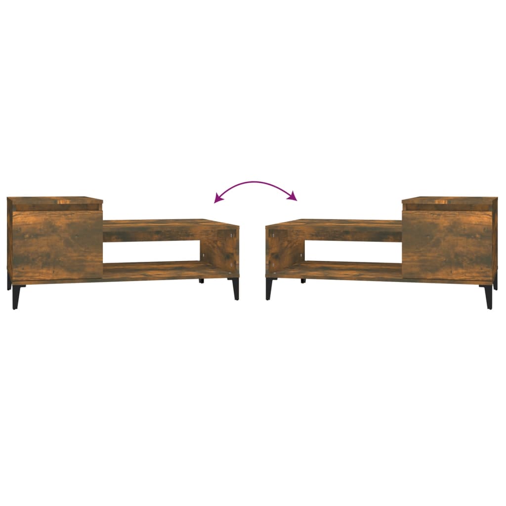 Tavolino da Salotto Rovere Fumo 100x50x45 cm Legno Multistrato | homemem39