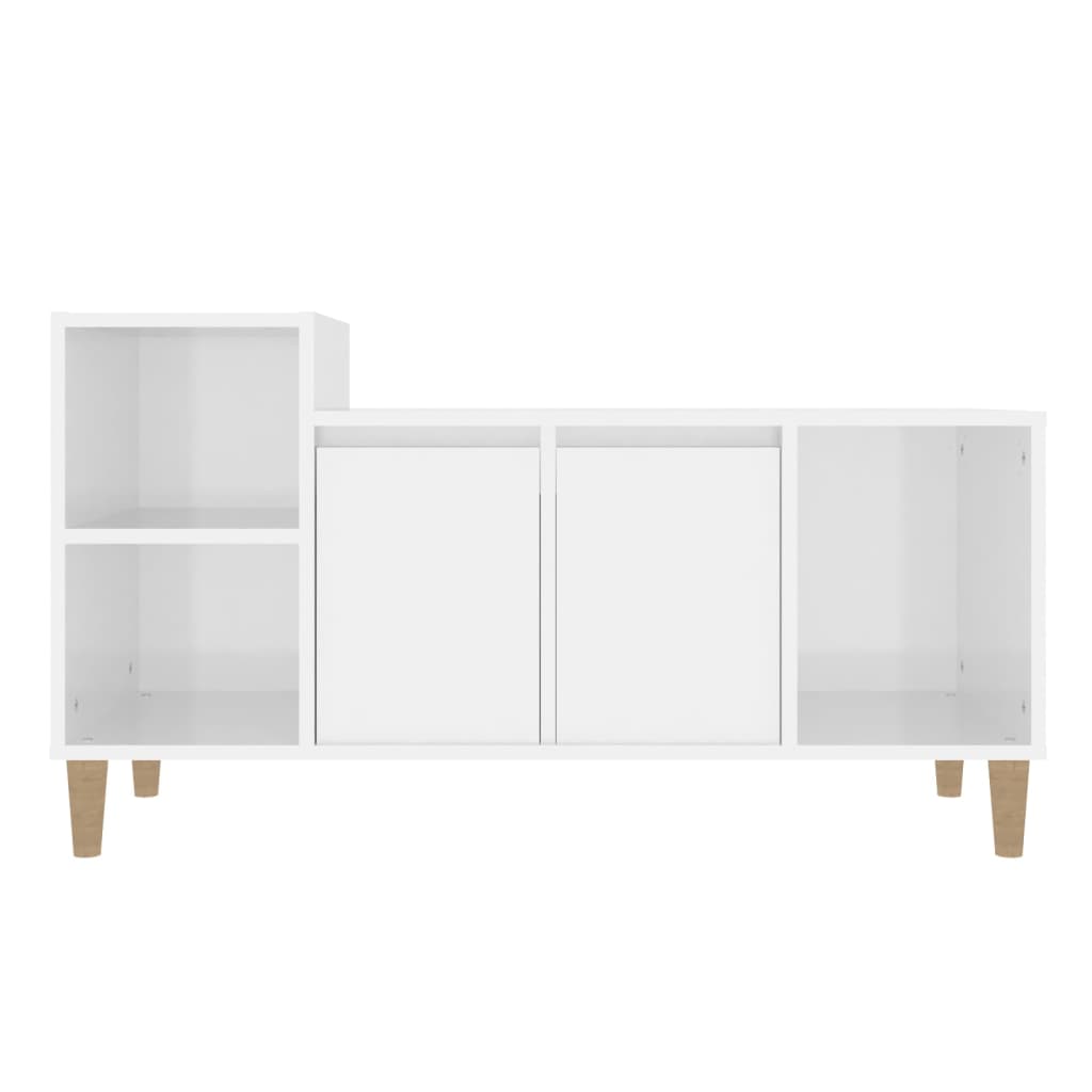 Mobile Porta TV Bianco Lucido 100x35x55 cm in Legno Multistrato - homemem39