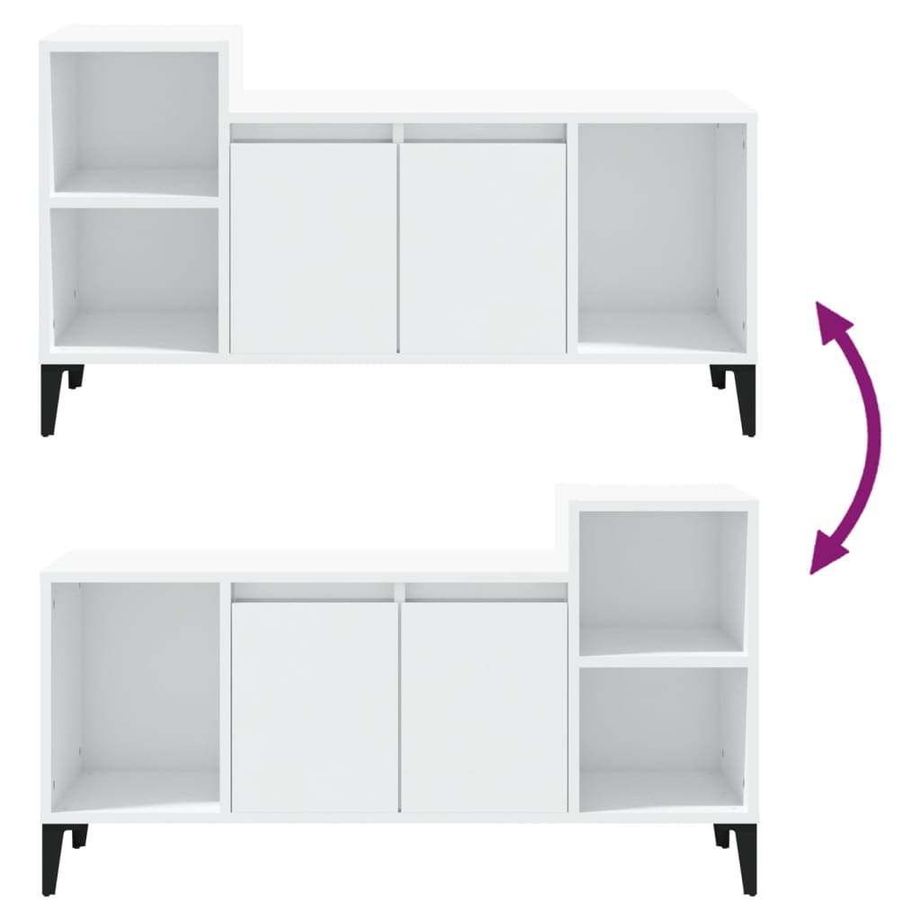 Mobile Porta TV Bianco Lucido 100x35x55 cm in Legno Multistrato - homemem39