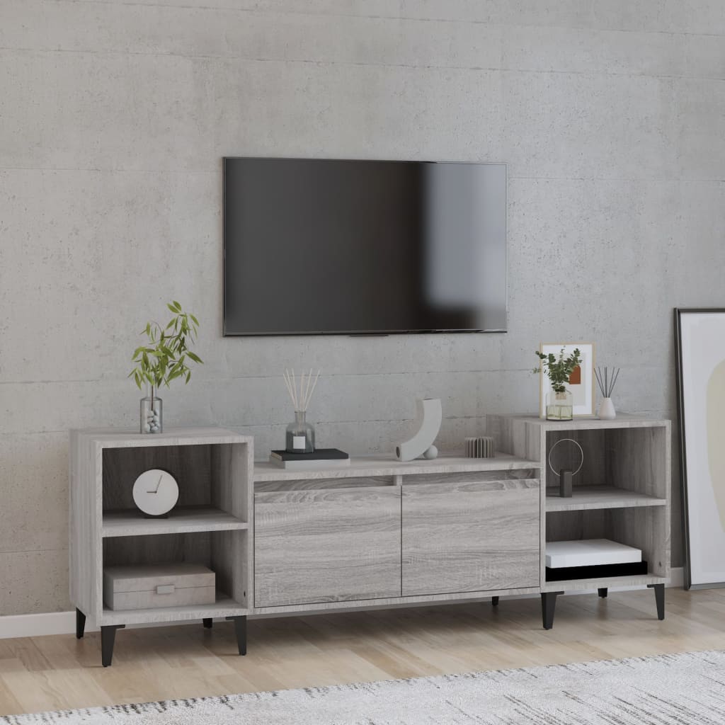 Mobile TV Grigio Sonoma 160x35x55 cm in Legno Multistrato - homemem39