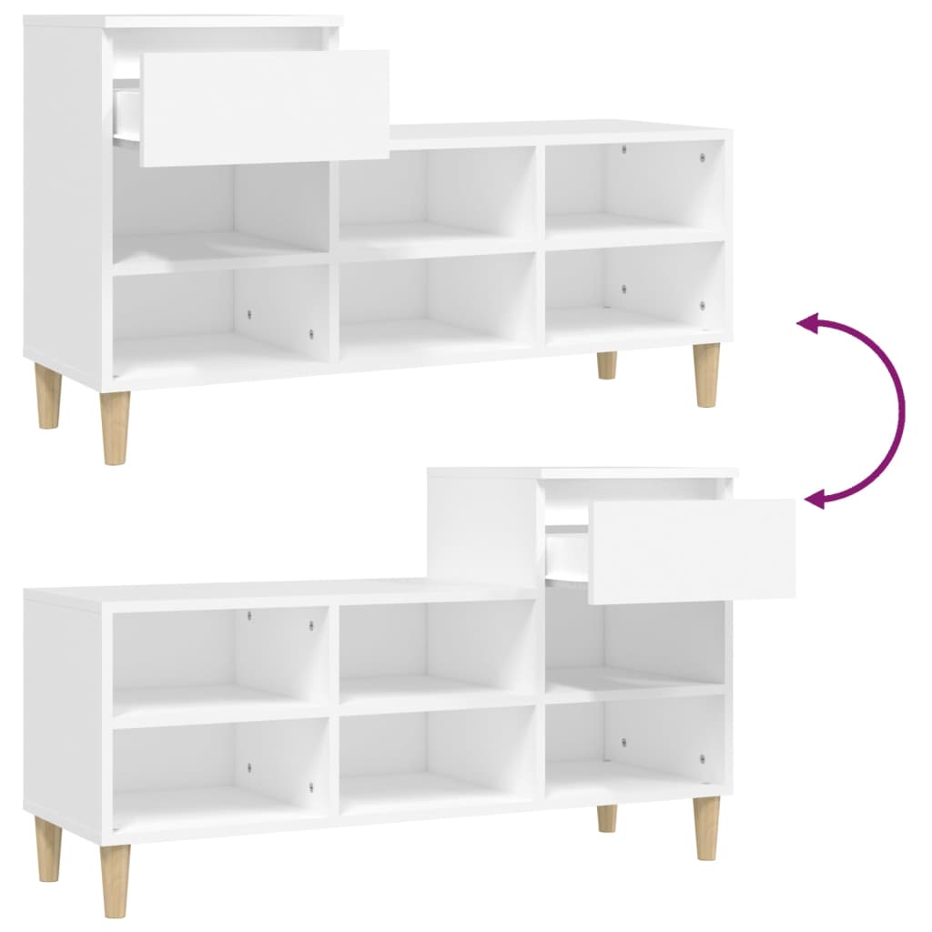 Scarpiera Bianca 102x36x60 cm in Legno Multistrato