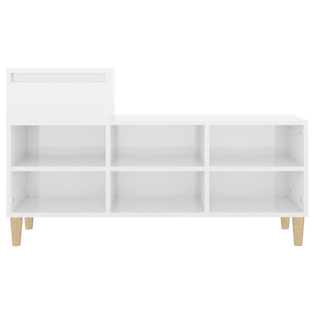 Scarpiera Bianco Lucido 102x36x60 cm in Legno Multistrato - homemem39