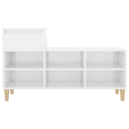 Scarpiera Bianco Lucido 102x36x60 cm in Legno Multistrato - homemem39