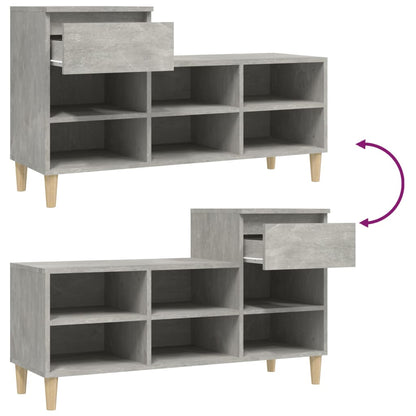Scarpiera Grigio Cemento 102x36x60 cm in Legno Multistrato