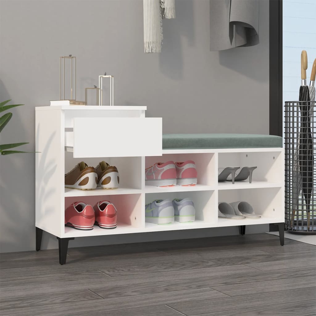 Scarpiera Bianca 102x36x60 cm in Legno Multistrato - homemem39