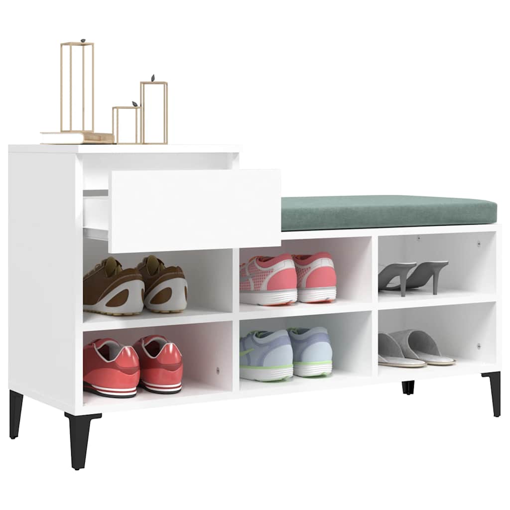Scarpiera Bianca 102x36x60 cm in Legno Multistrato - homemem39