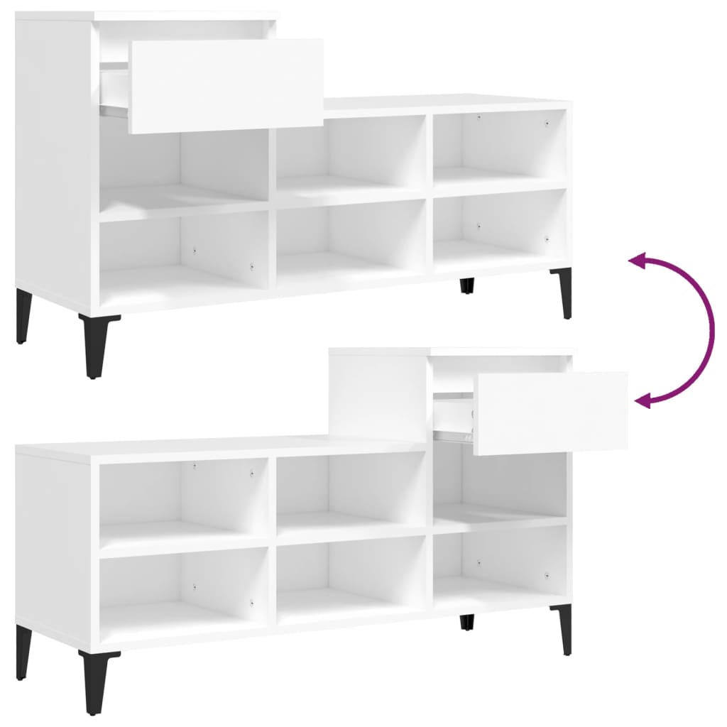 Scarpiera Bianca 102x36x60 cm in Legno Multistrato - homemem39