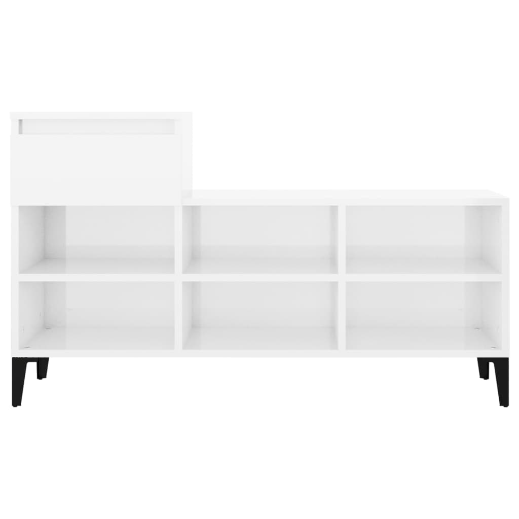 Scarpiera Bianco Lucido 102x36x60 cm in Legno Multistrato - homemem39