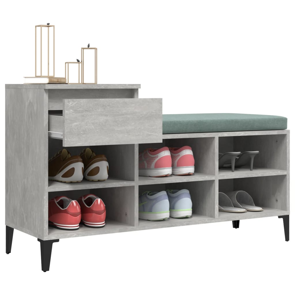 Scarpiera Grigio Cemento 102x36x60 cm in Legno Multistrato - homemem39