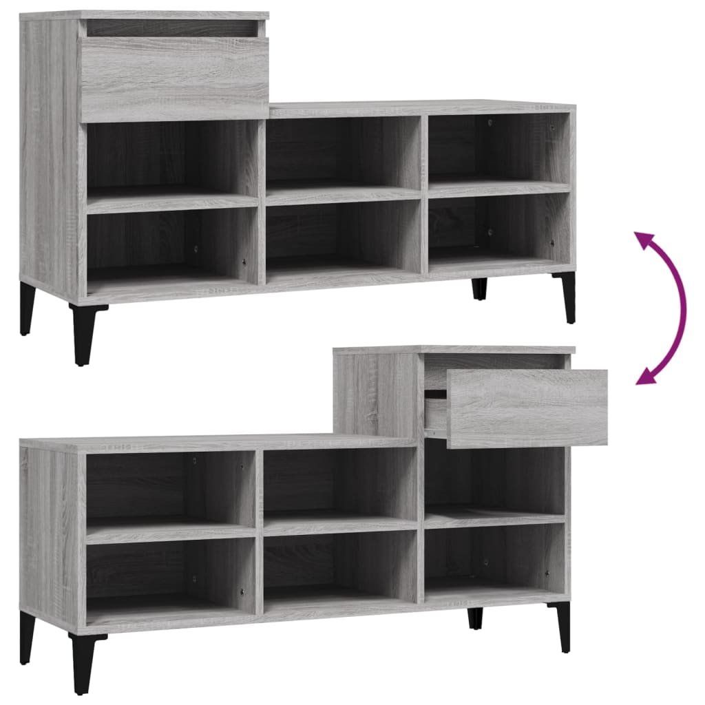 Scarpiera Grigio Sonoma 102x36x60 cm in Legno Multistrato - homemem39