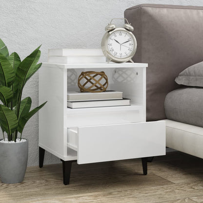 Comodini 2 pz in Bianco Lucido 40x35x50 cm - homemem39
