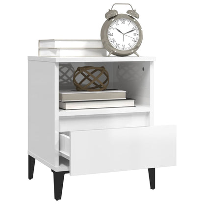 Comodini 2 pz in Bianco Lucido 40x35x50 cm - homemem39