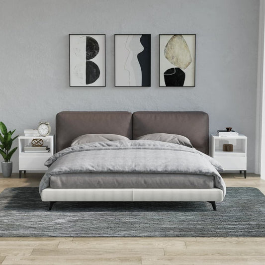 Comodini 2 pz in Bianco Lucido 40x35x50 cm - homemem39
