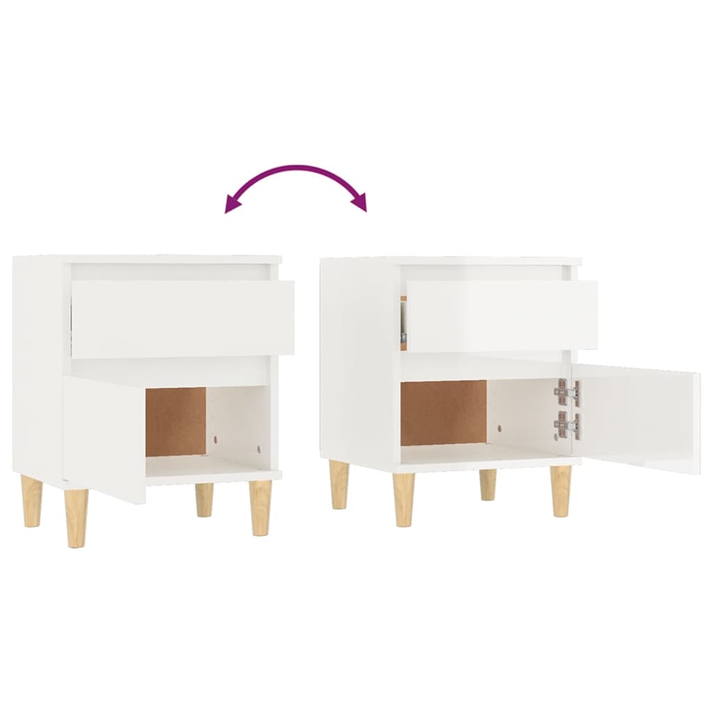 Comodino Bianco Lucido 40x35x50 cm - homemem39
