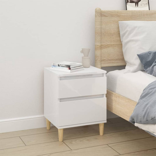 Comodino Bianco Lucido 40x35x50 cm - homemem39