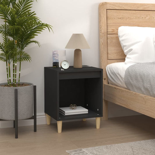 Comodino Nero 40x35x50 cm in Legno Multistrato - homemem39