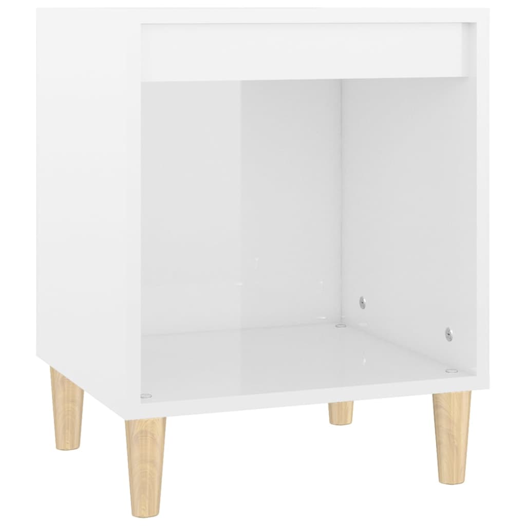 Comodino Bianco Lucido 40x35x50 cm in Legno Multistrato - homemem39