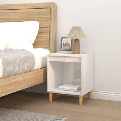 Comodino Bianco Lucido 40x35x50 cm in Legno Multistrato - homemem39
