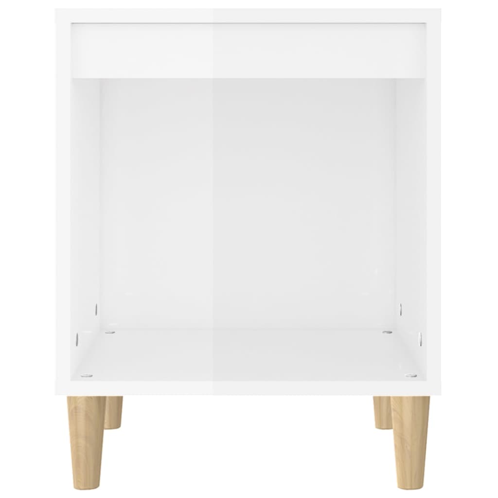 Comodino Bianco Lucido 40x35x50 cm in Legno Multistrato - homemem39