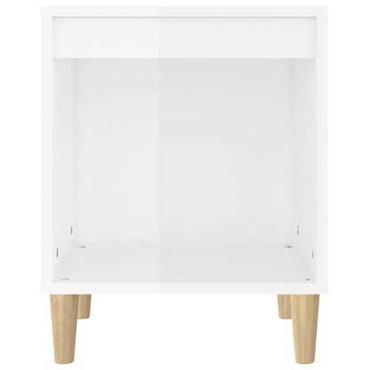 Comodino Bianco Lucido 40x35x50 cm in Legno Multistrato - homemem39