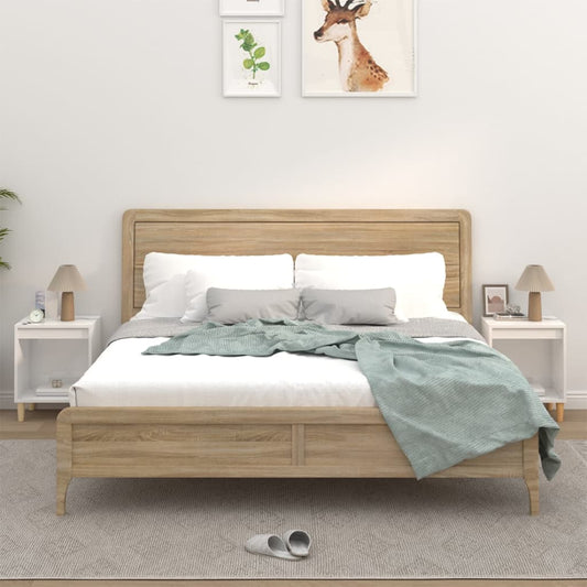 Comodini 2 pz in Bianco Lucido 40x35x50 cm - homemem39